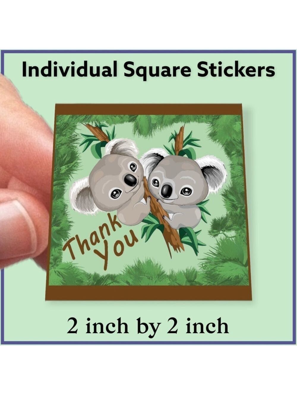 200 (2x2 Inch) Square Stickers, Koala Bears High Gloss, Thank You - Picture 2 of 3